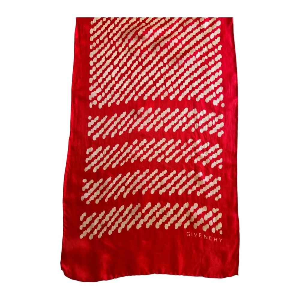 Givenchy VTG Art to Wear Dophamine Geometric‎ Silk Red White Boho Extra Scarf